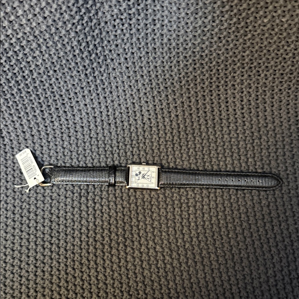 Disney Mickey Mouse Rectangular Watch with Black … - image 5